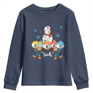 Funny Chrsitmas Youth Sweatshirt Snowman Nurse Xray Gingerbread TS09 Navy Print Your Wear