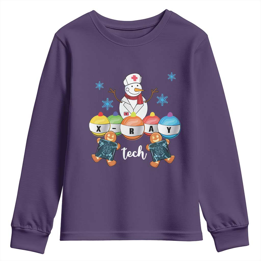 Funny Chrsitmas Youth Sweatshirt Snowman Nurse Xray Gingerbread TS09 Purple Print Your Wear