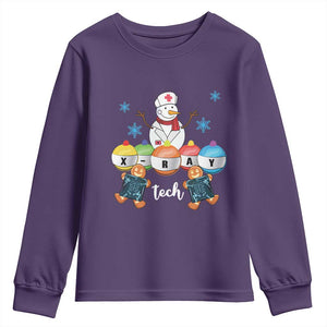 Funny Chrsitmas Youth Sweatshirt Snowman Nurse Xray Gingerbread TS09 Purple Print Your Wear