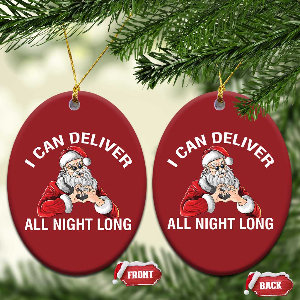 Funny Xmas Christmas Ornament I Can Deliver All Night Long TS09 Oval Red Print Your Wear