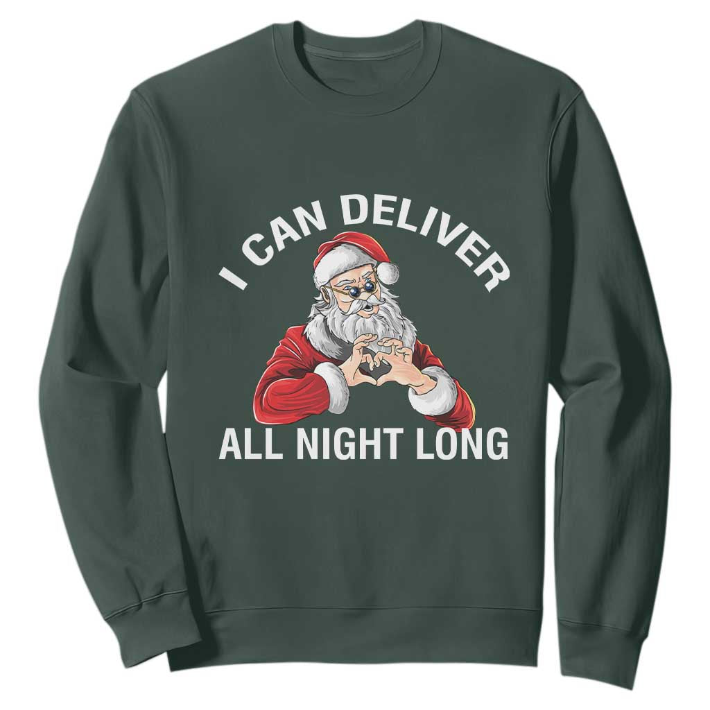 Funny Chrsitmas Sweatshirt I Can Deliver All Night Long TS09 Dark Forest Green Print Your Wear