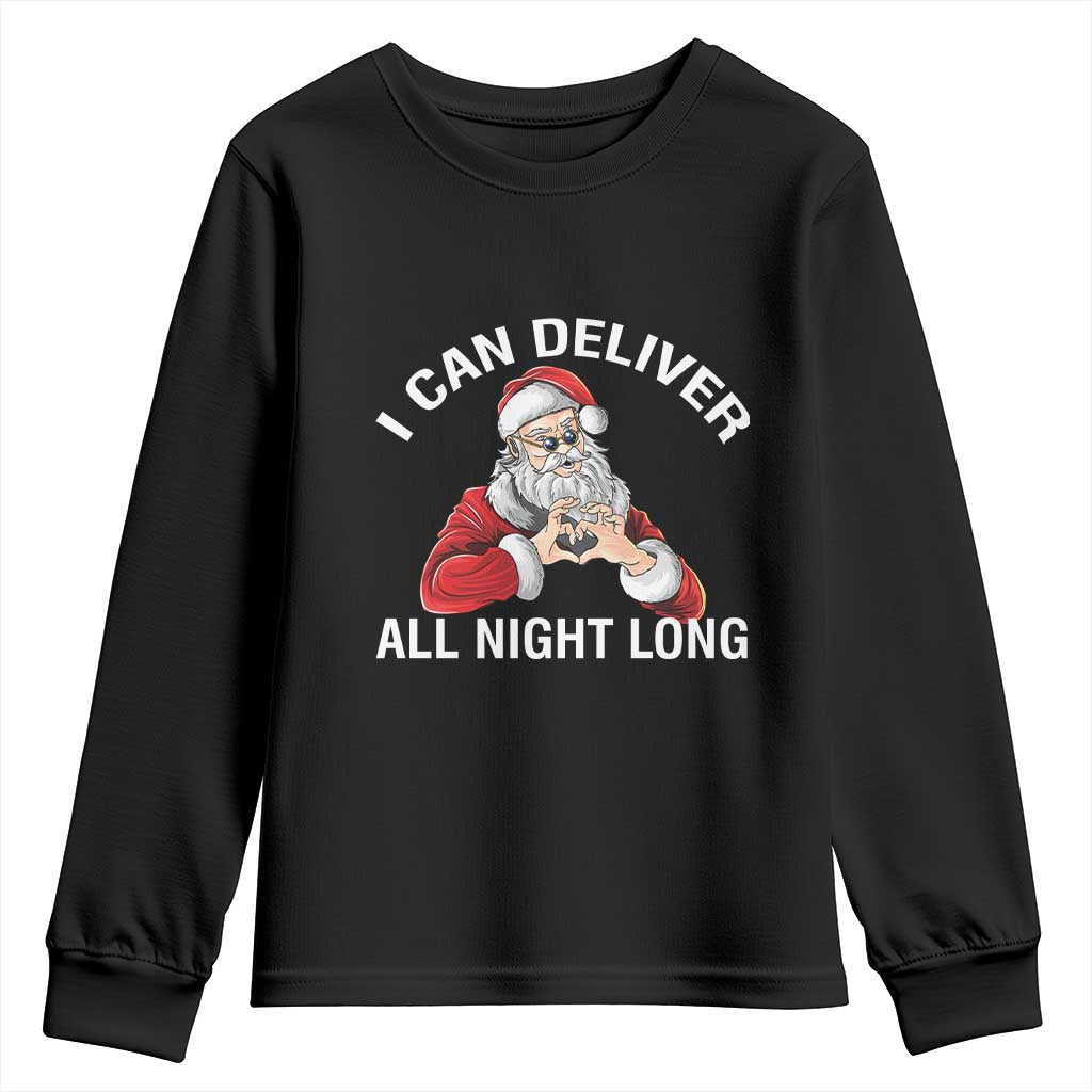 Funny Chrsitmas Youth Sweatshirt I Can Deliver All Night Long TS09 Black Print Your Wear
