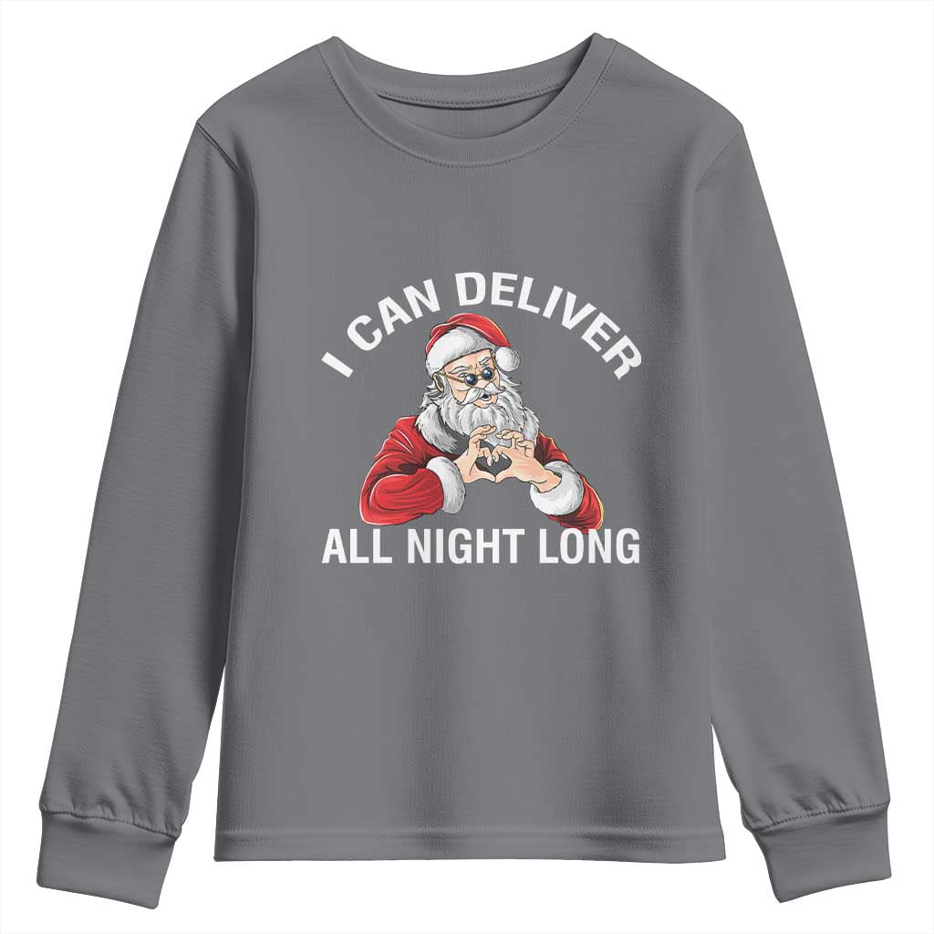 Funny Chrsitmas Youth Sweatshirt I Can Deliver All Night Long TS09 Charcoal Print Your Wear