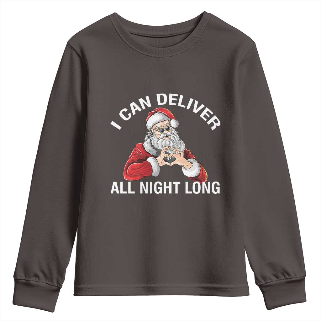 Funny Chrsitmas Youth Sweatshirt I Can Deliver All Night Long TS09 Dark Chocolate Print Your Wear