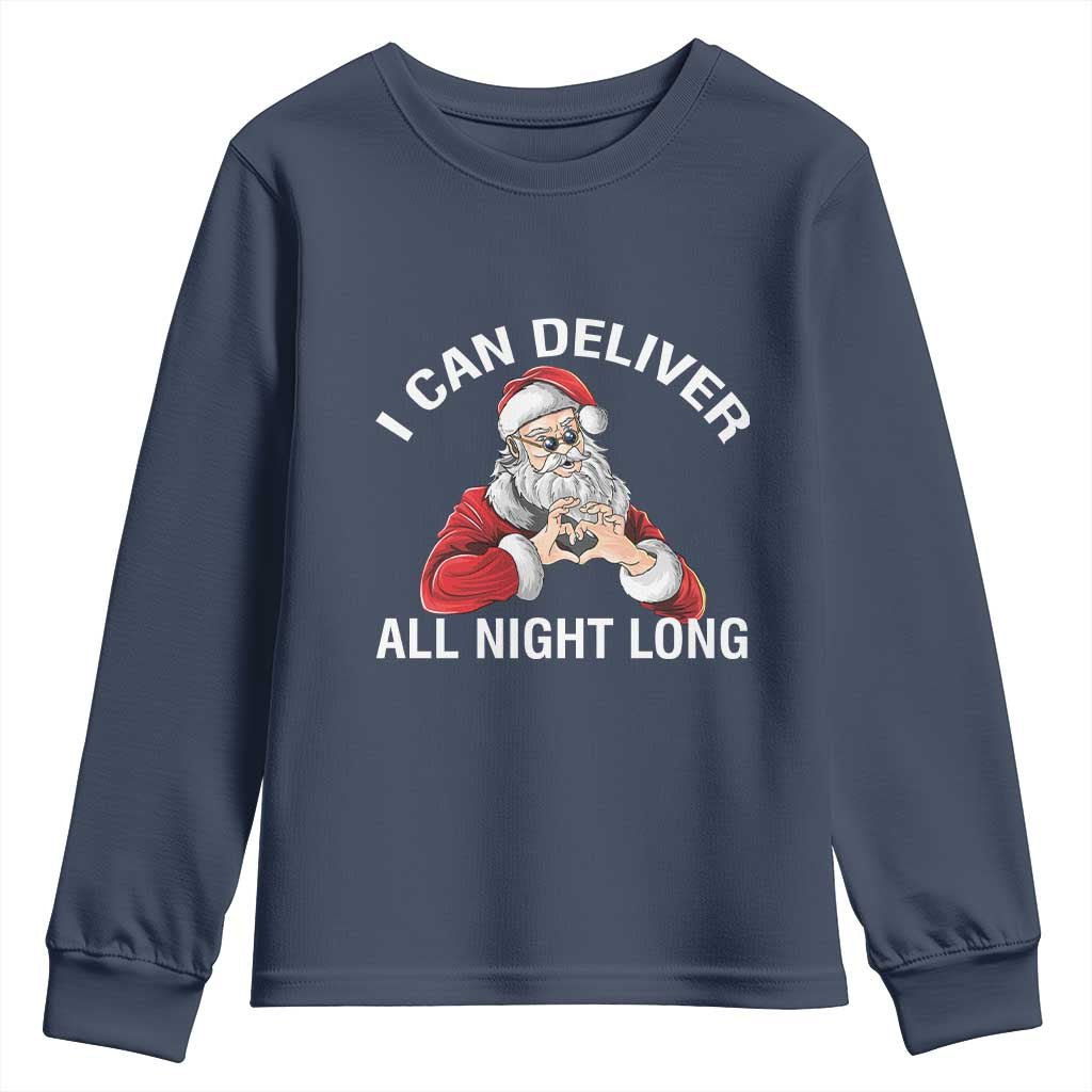 Funny Chrsitmas Youth Sweatshirt I Can Deliver All Night Long TS09 Navy Print Your Wear
