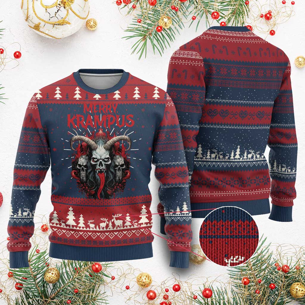 Merry Krampus Ugly Christmas Sweater Horor Xmas Evil TS09 Burgundy Print Your Wear