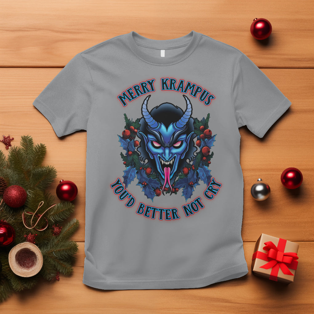 Merry Krampus Horor Christmas You'd Better Not Cry T Shirt TS09 Sport Gray Printyourwear
