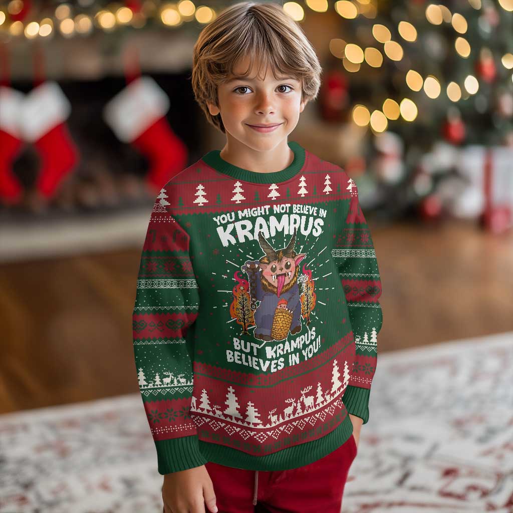 Cute Krampus Ugly Christmas Sweater Believes In You Germanic Christmas Demon Horror TS09 Christmas Print Your Wear