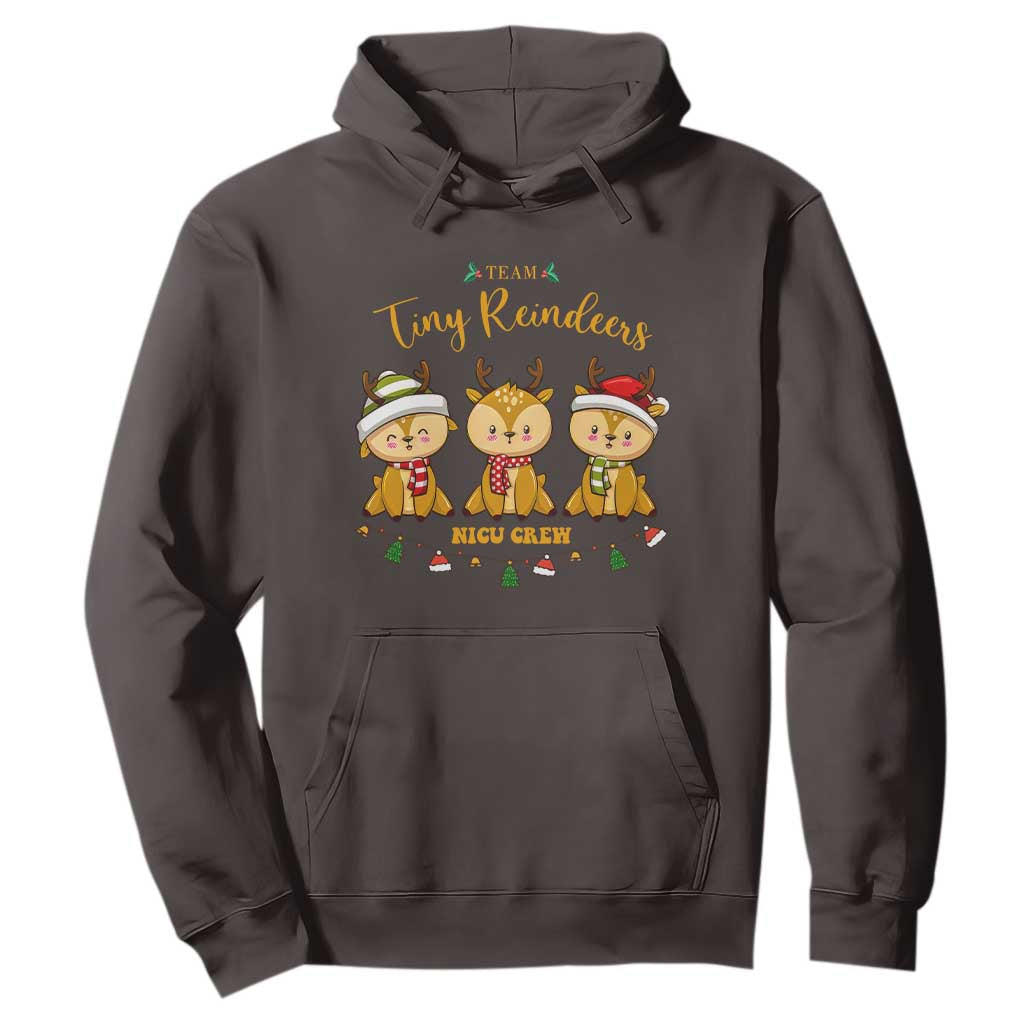 Christmas Nurse Nicu Crew Tiny Reindeer Hoodie TS09 Dark Chocolate Print Your Wear