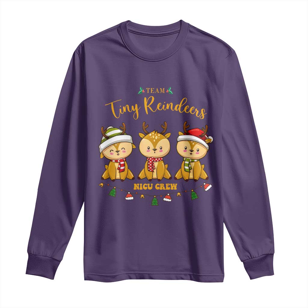 Christmas Nurse Nicu Crew Tiny Reindeer Long Sleeve Shirt TS09 Purple Print Your Wear