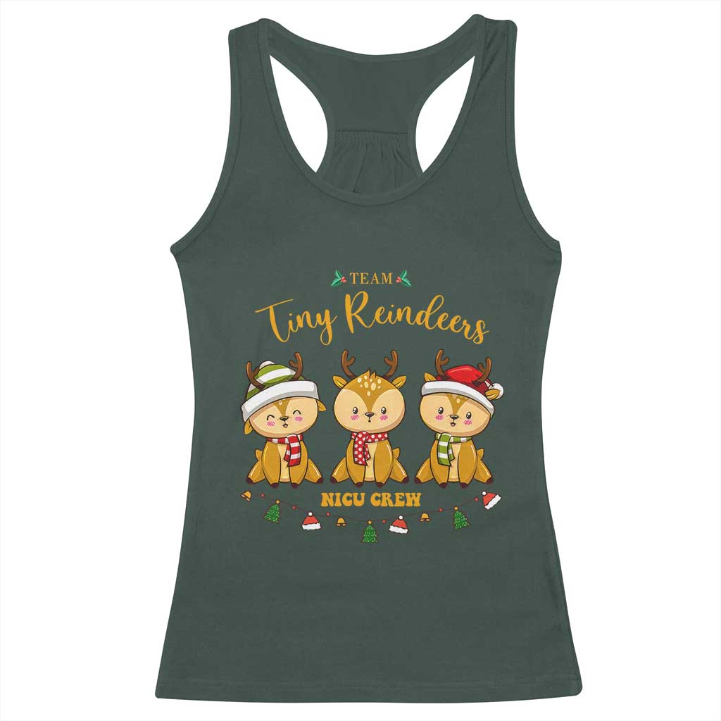 Christmas Nurse Nicu Crew Tiny Reindeer Racerback Tank Top TS09 Dark Forest Green Print Your Wear