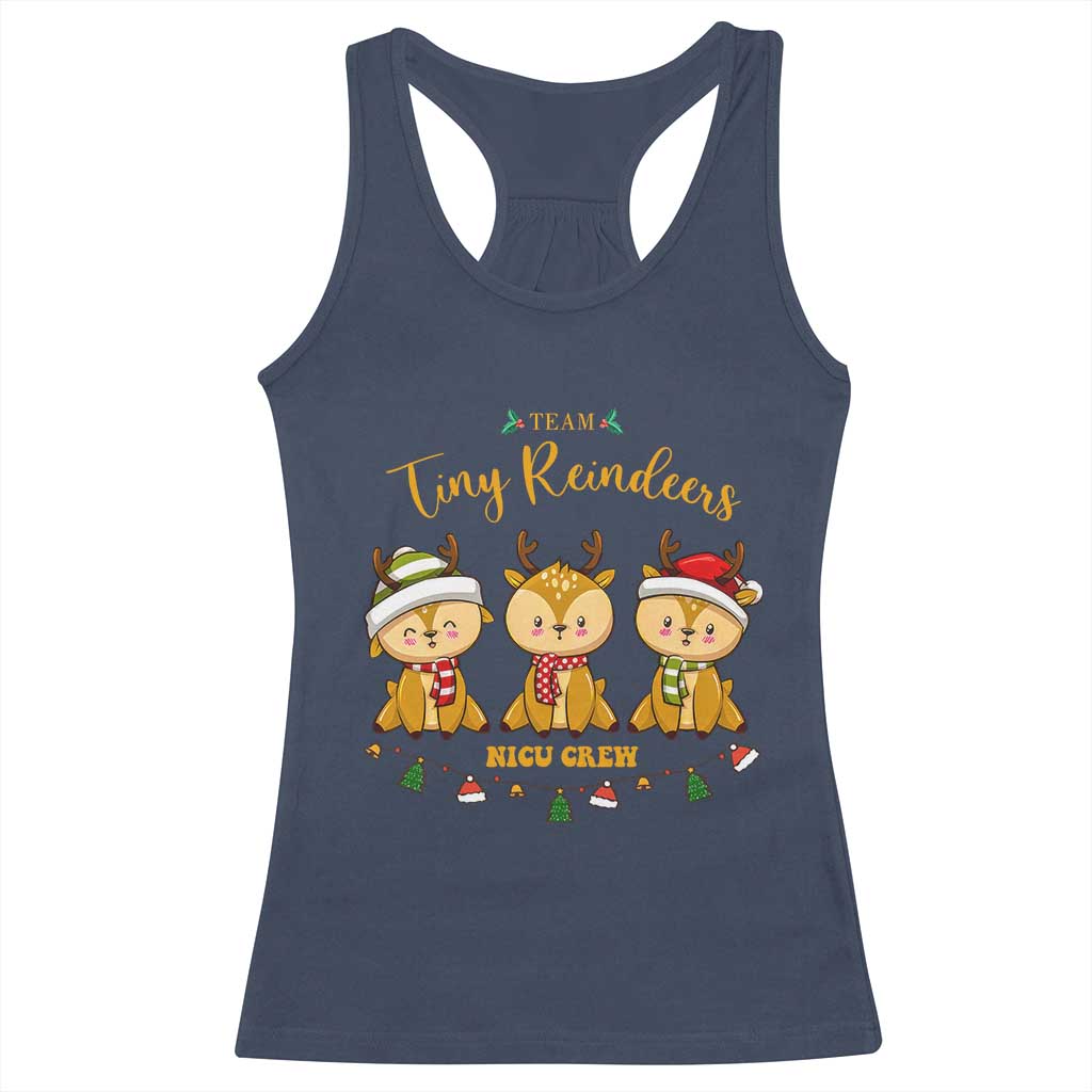 Christmas Nurse Nicu Crew Tiny Reindeer Racerback Tank Top TS09 Navy Print Your Wear