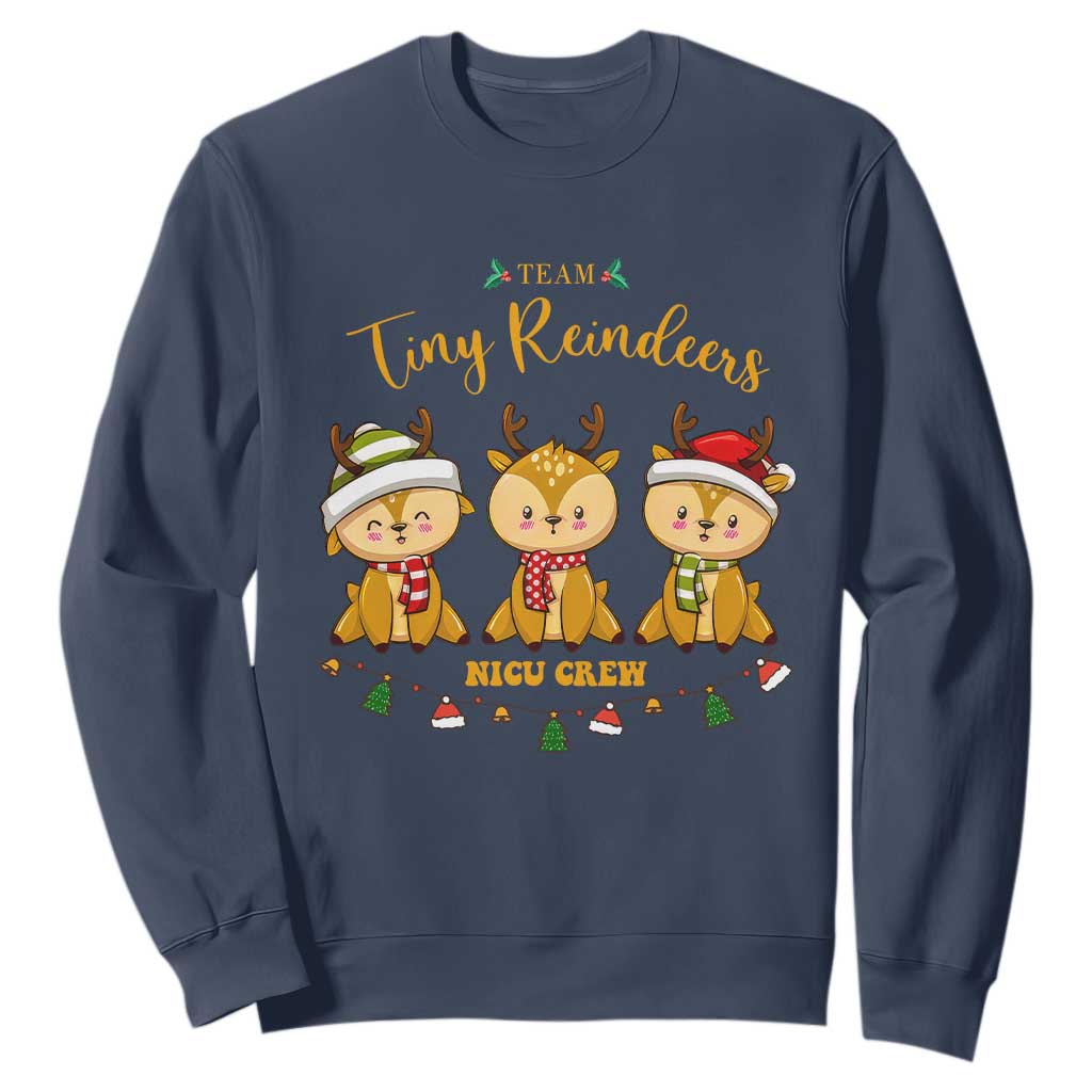Christmas Nurse Nicu Crew Tiny Reindeer Sweatshirt TS09 Navy Print Your Wear