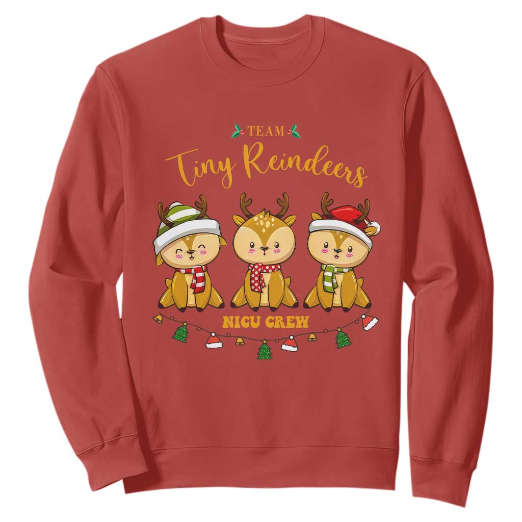 Christmas Nurse Nicu Crew Tiny Reindeer Sweatshirt TS09 Red Print Your Wear