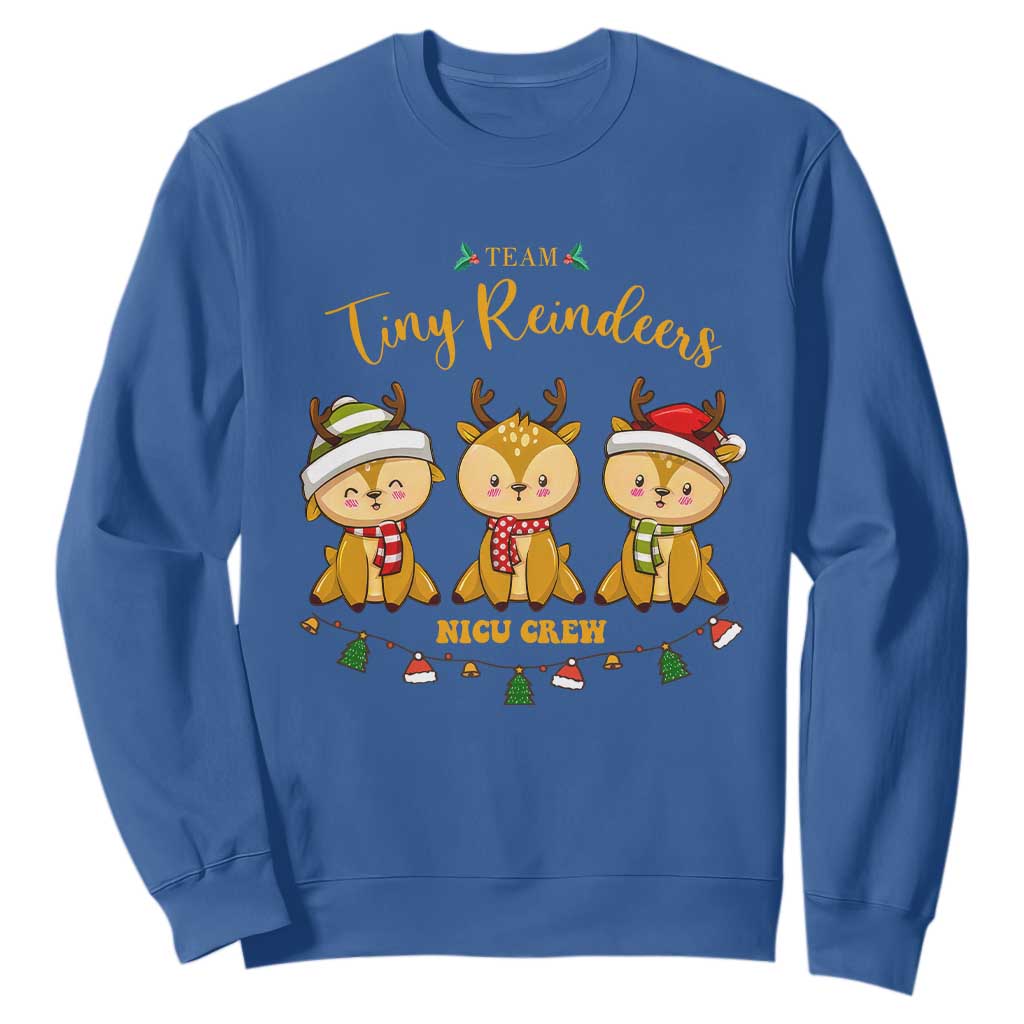 Christmas Nurse Nicu Crew Tiny Reindeer Sweatshirt TS09 Royal Blue Print Your Wear