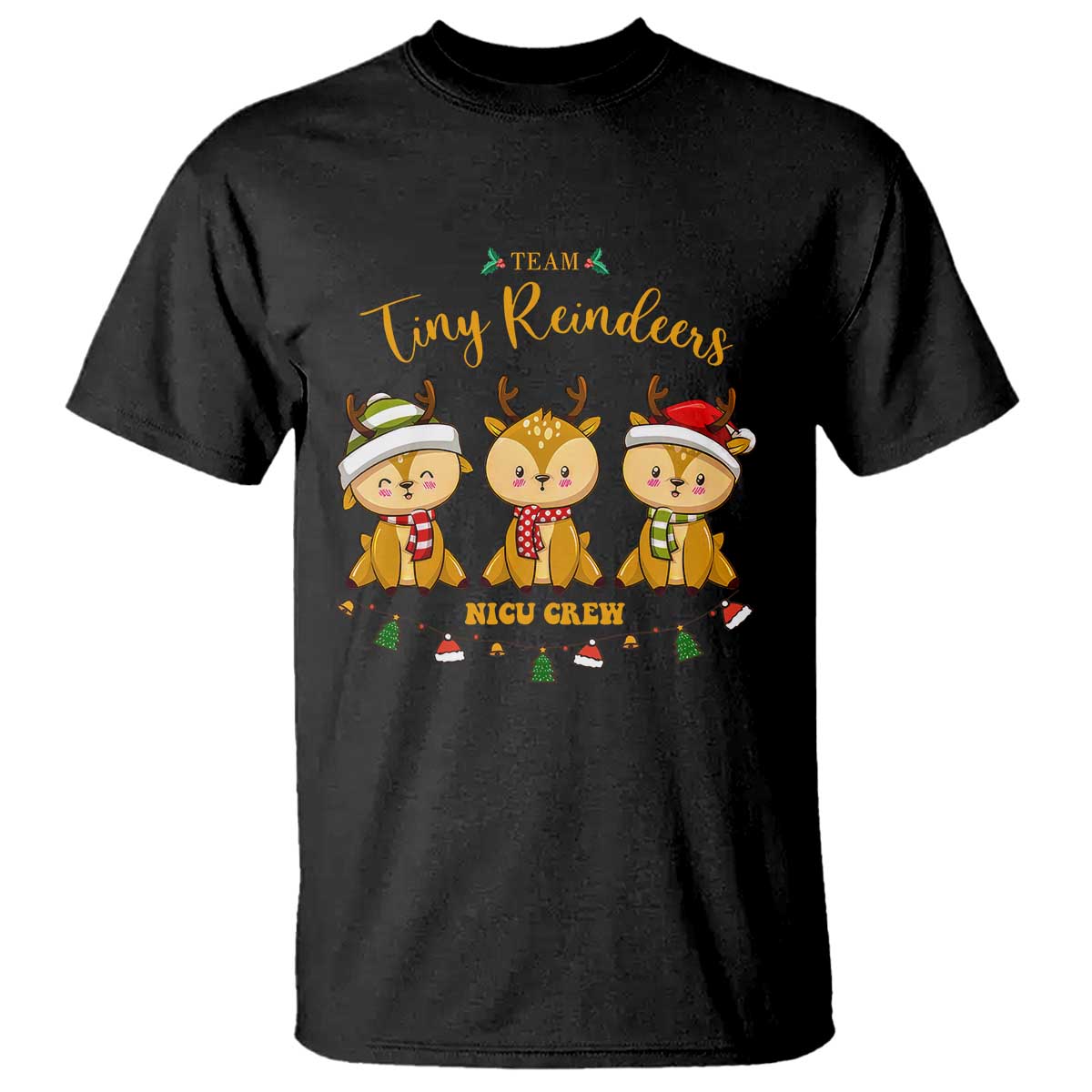 Christmas Nurse Nicu Crew Tiny Reindeer T Shirt TS09 Black Print Your Wear