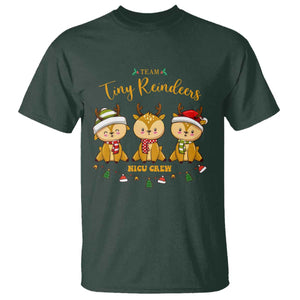 Christmas Nurse Nicu Crew Tiny Reindeer T Shirt TS09 Dark Forest Green Print Your Wear