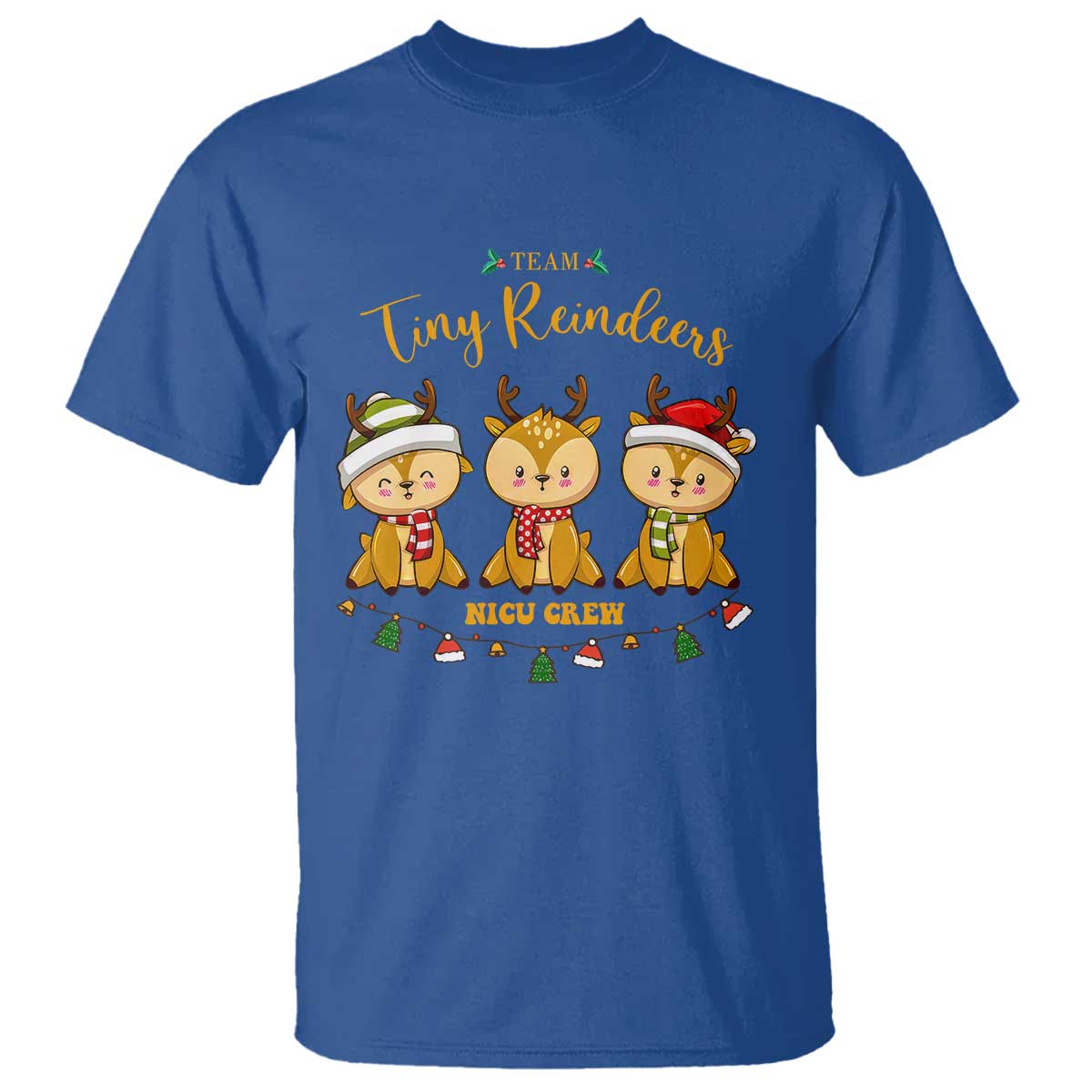 Christmas Nurse Nicu Crew Tiny Reindeer T Shirt TS09 Royal Blue Print Your Wear