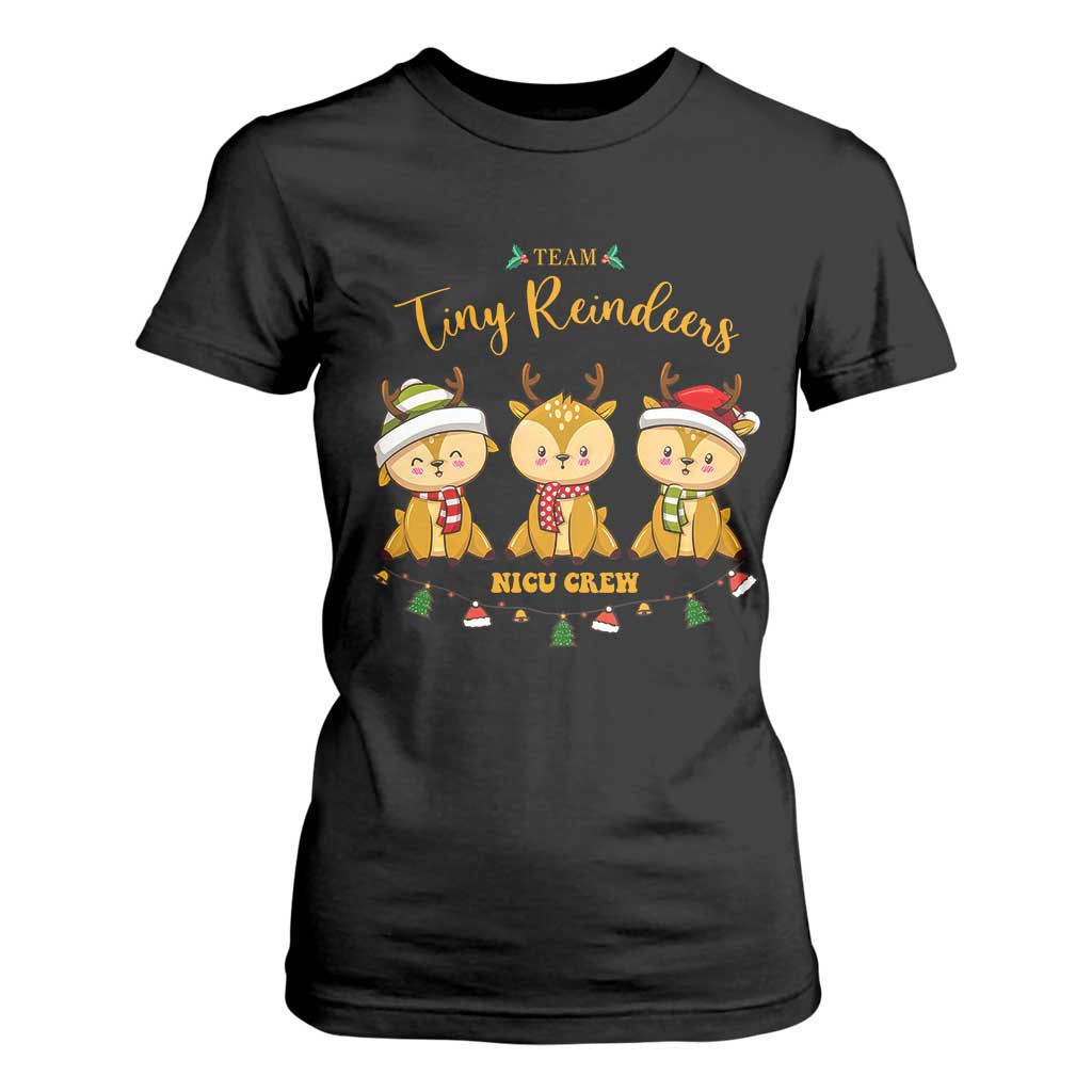Christmas Nurse Nicu Crew Tiny Reindeer T Shirt For Women TS09 Black Print Your Wear