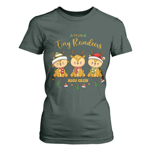 Christmas Nurse Nicu Crew Tiny Reindeer T Shirt For Women TS09 Dark Forest Green Print Your Wear