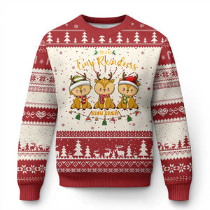 Xmas Nurse Nicu Crew Tiny Reindeer Ugly Christmas Sweater TS09 Red Print Your Wear