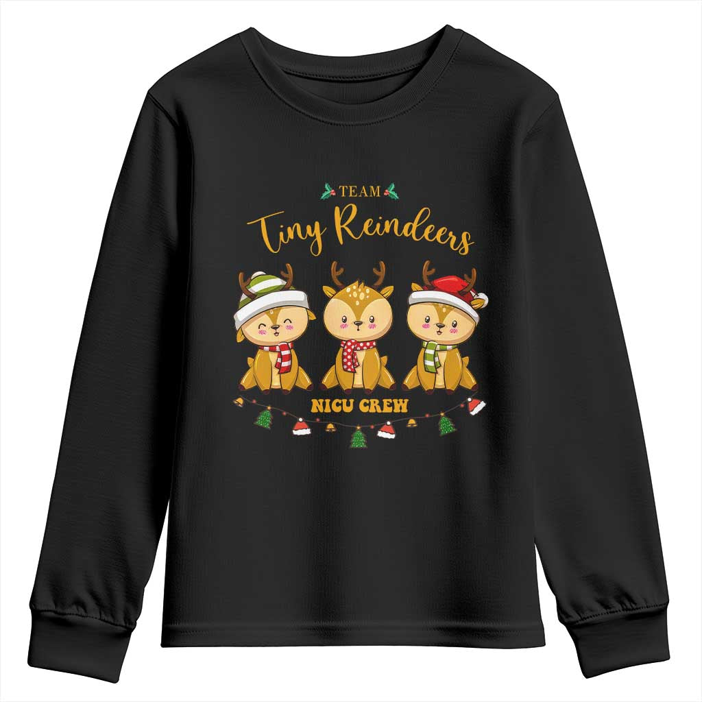 Christmas Nurse Nicu Crew Tiny Reindeer Youth Sweatshirt TS09 Black Print Your Wear