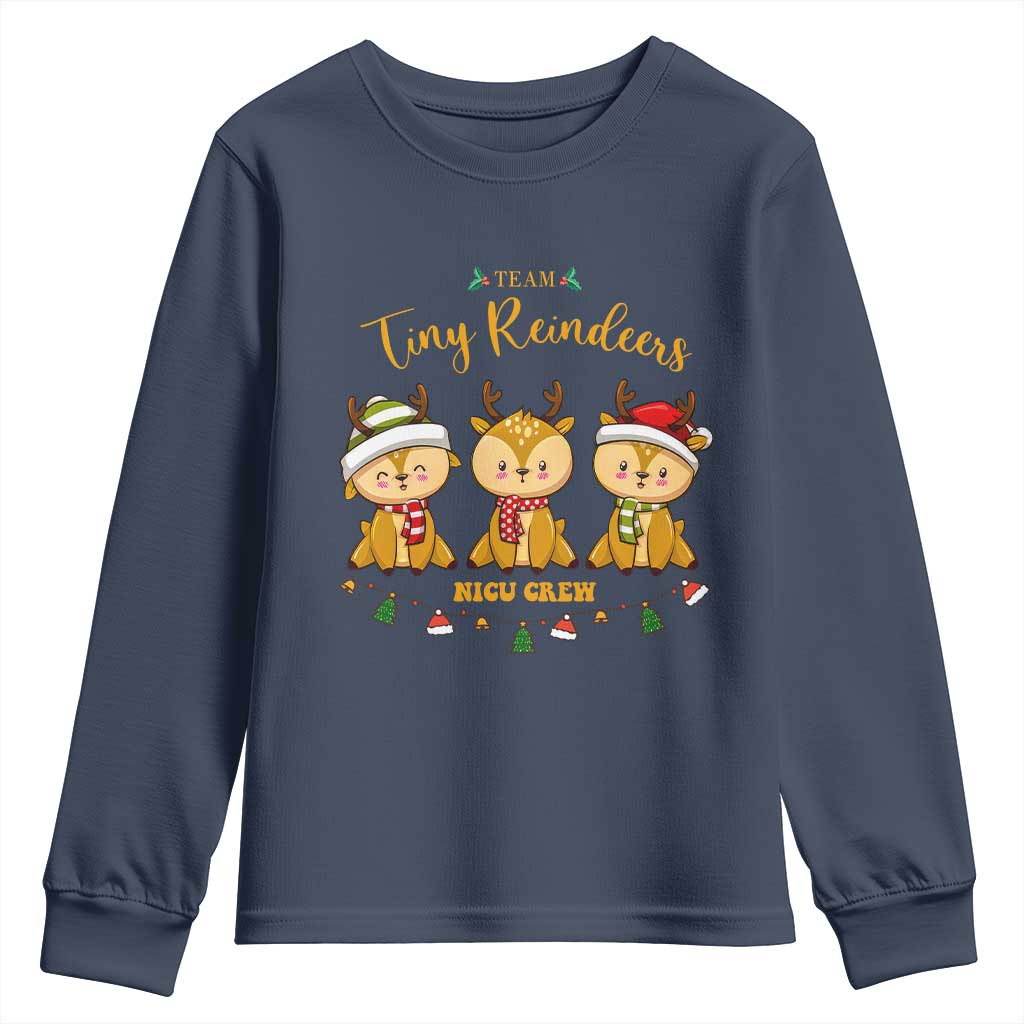 Christmas Nurse Nicu Crew Tiny Reindeer Youth Sweatshirt TS09 Navy Print Your Wear
