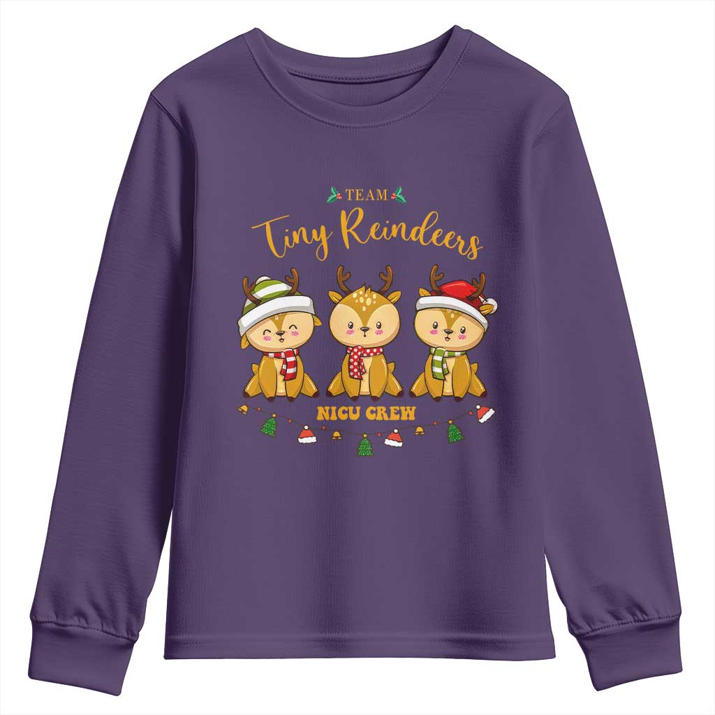 Christmas Nurse Nicu Crew Tiny Reindeer Youth Sweatshirt TS09 Purple Print Your Wear