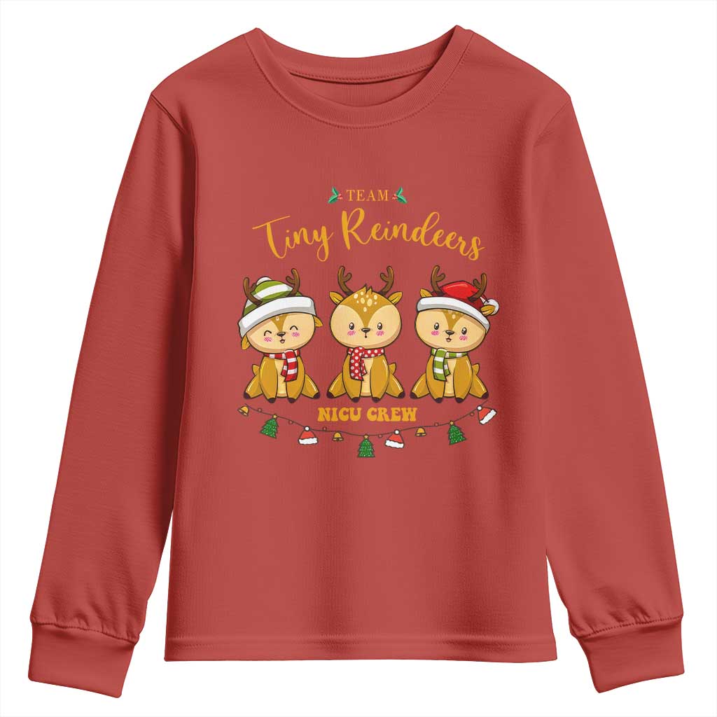 Christmas Nurse Nicu Crew Tiny Reindeer Youth Sweatshirt TS09 Red Print Your Wear