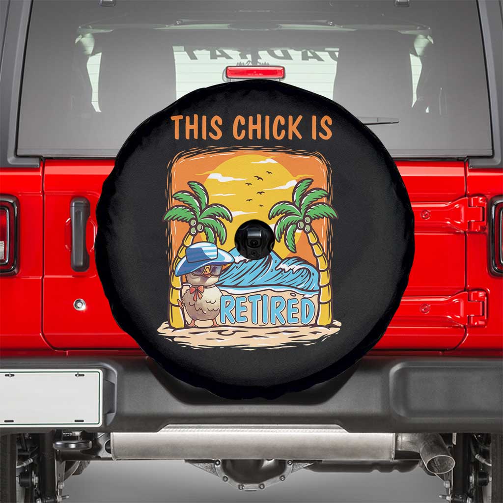 Funny Retirement Spare Tire Cover This Chick Is Retired Women Relax At The Beach TS09 Black Print Your Wear