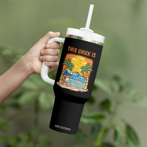 Funny Retirement Tumbler With Handle This Chick Is Retired Women Relax At The Beach TS09 Print Your Wear