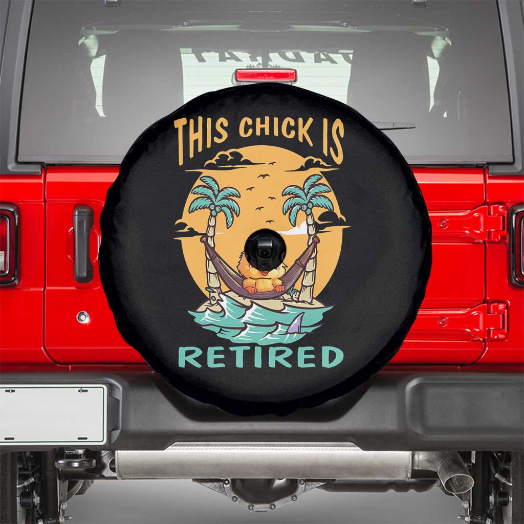 Retirement Spare Tire Cover This Chick Is Retired Women Relax At The Beach TS09 Black Print Your Wear