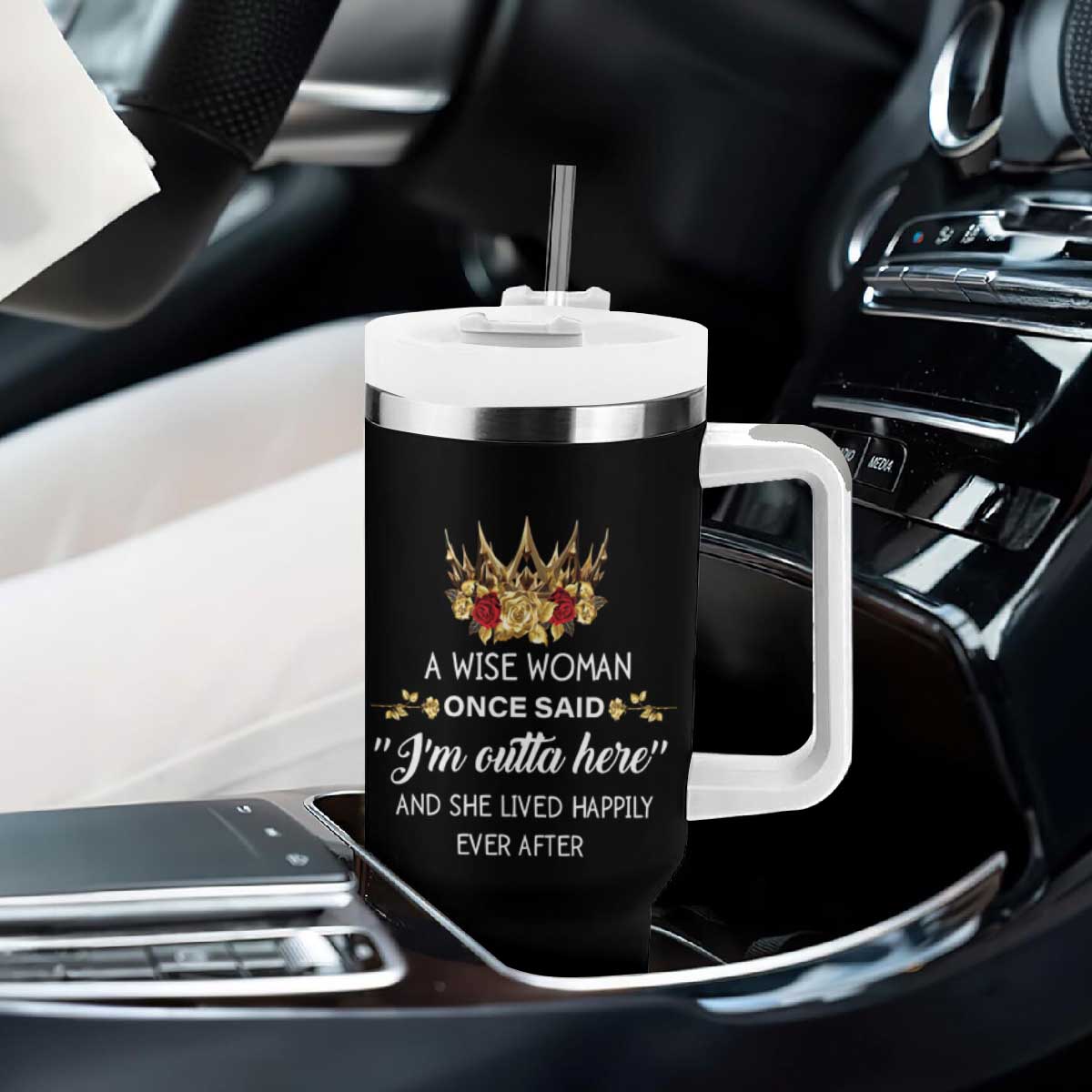 Funny Retirement Tumbler With Handle A Wise Woman Once Said I'm Outta Here TS09 Print Your Wear