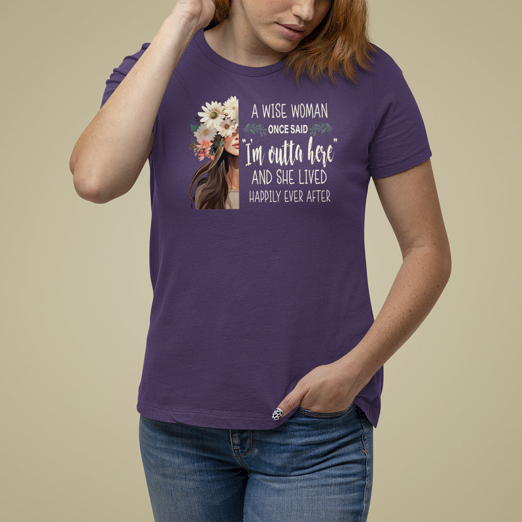 Retirement T Shirt For Women A Wise Woman Once Said I'm Outta Here Funny Retired TS09 Purple Printyourwear