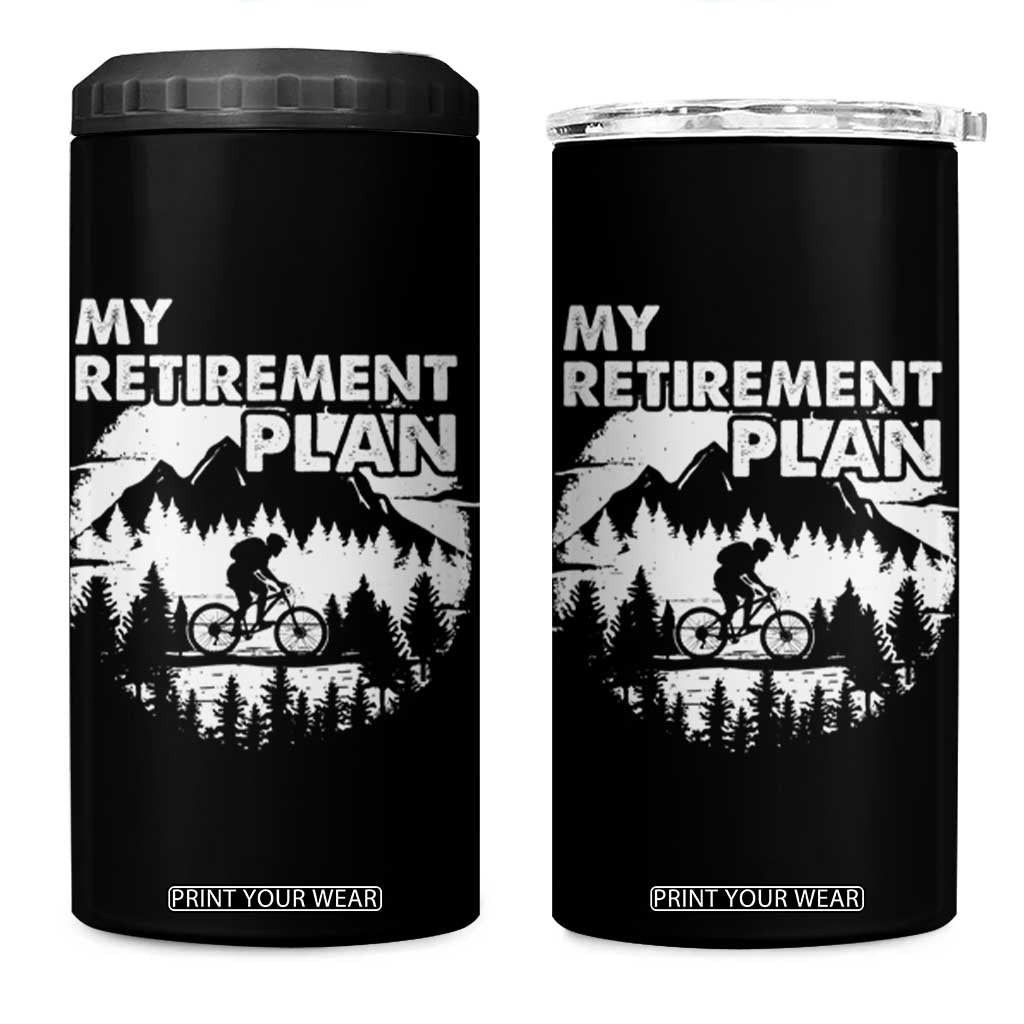 Retirement Plan Funny Retired Rider Riding Bicycle 4 in 1 Can Cooler Tumbler TS09 One Size: 16 oz Black Print Your Wear