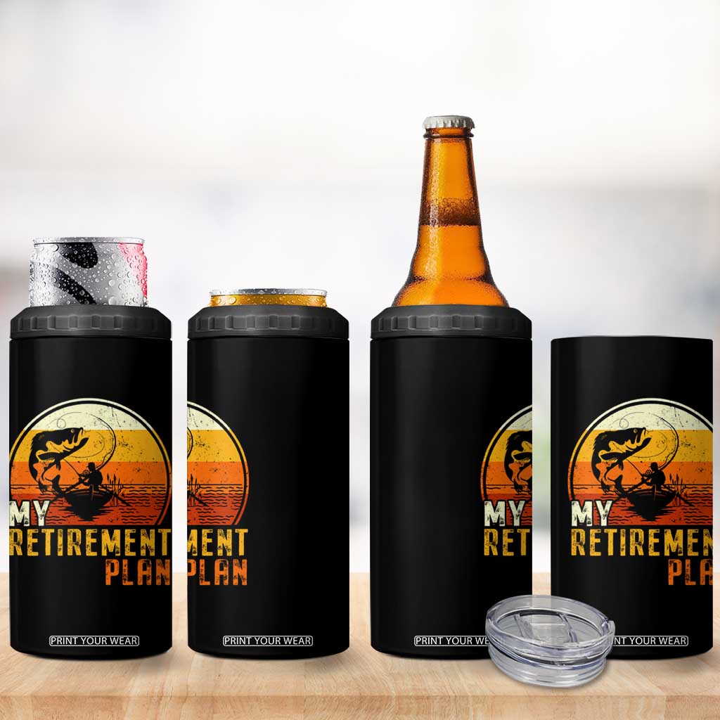 Funny Retirement Plan 4 in 1 Can Cooler Tumbler Retired Fisherman Fishing TS09 Print Your Wear