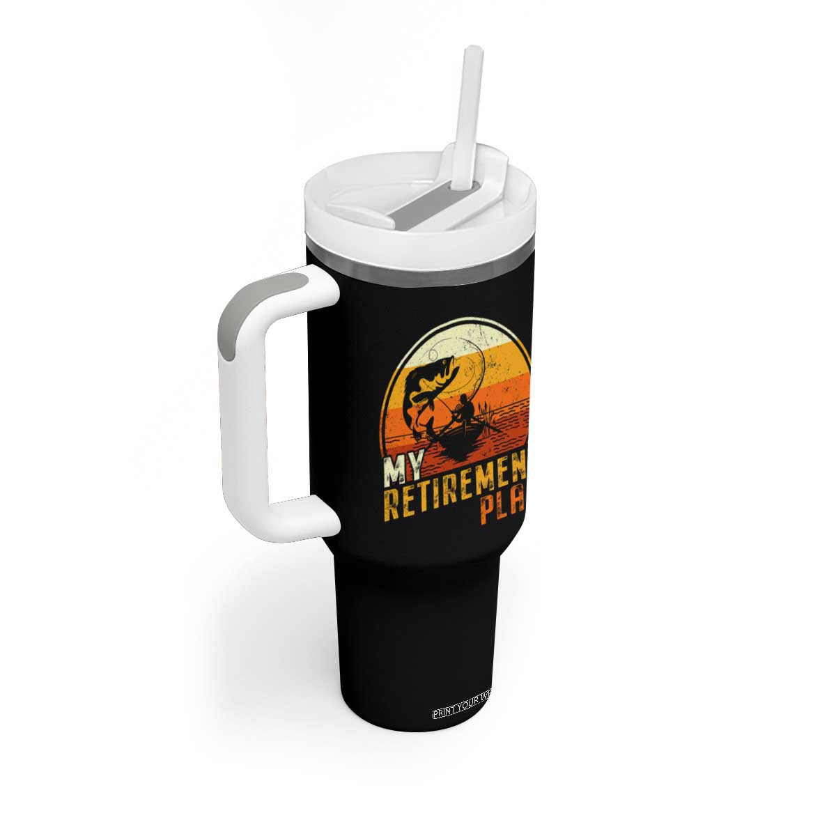 Funny Retirement Plan Tumbler With Handle Retired Fisherman Fishing TS09 Print Your Wear