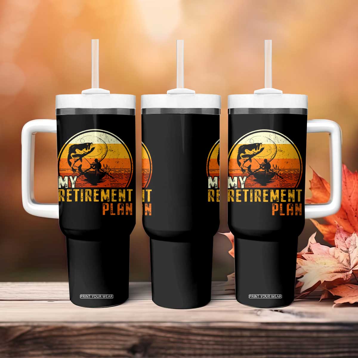 Funny Retirement Plan Tumbler With Handle Retired Fisherman Fishing TS09 Print Your Wear