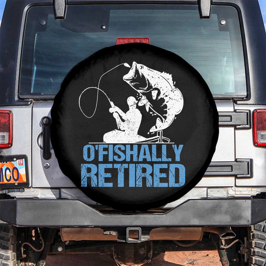 Retirement Fishing Spare Tire Cover O'fishally Retired Fisherman TS09 No hole Black Print Your Wear