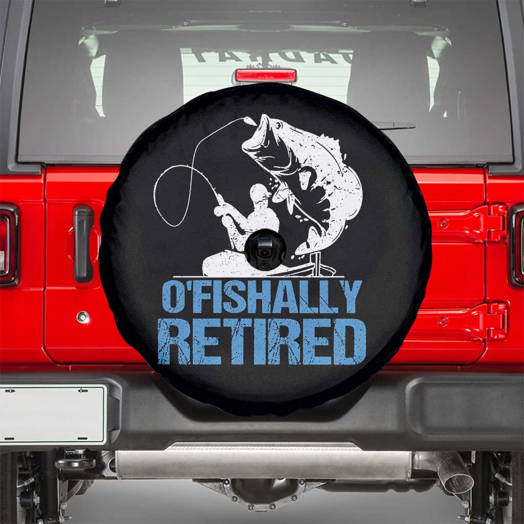 Retirement Fishing Spare Tire Cover O'fishally Retired Fisherman TS09 Black Print Your Wear
