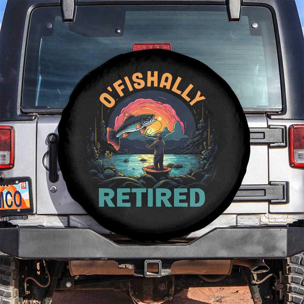 Funny Retirement Spare Tire Cover O'fishally Retired Fishing Men TS09 No hole Black Print Your Wear