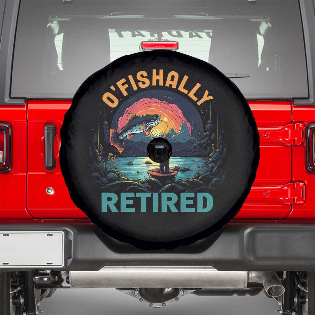 Funny Retirement Spare Tire Cover O'fishally Retired Fishing Men TS09 Black Print Your Wear