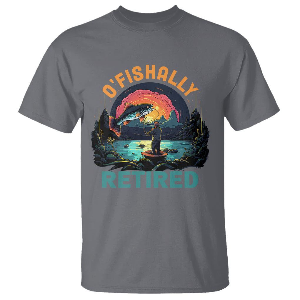 Retirement T Shirt O'fishally Retired Fishing Men TS09 Charcoal Printyourwear