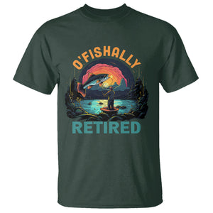 Retirement T Shirt O'fishally Retired Fishing Men TS09 Dark Forest Green Printyourwear