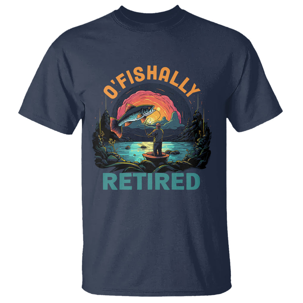 Retirement T Shirt O'fishally Retired Fishing Men TS09 Navy Printyourwear