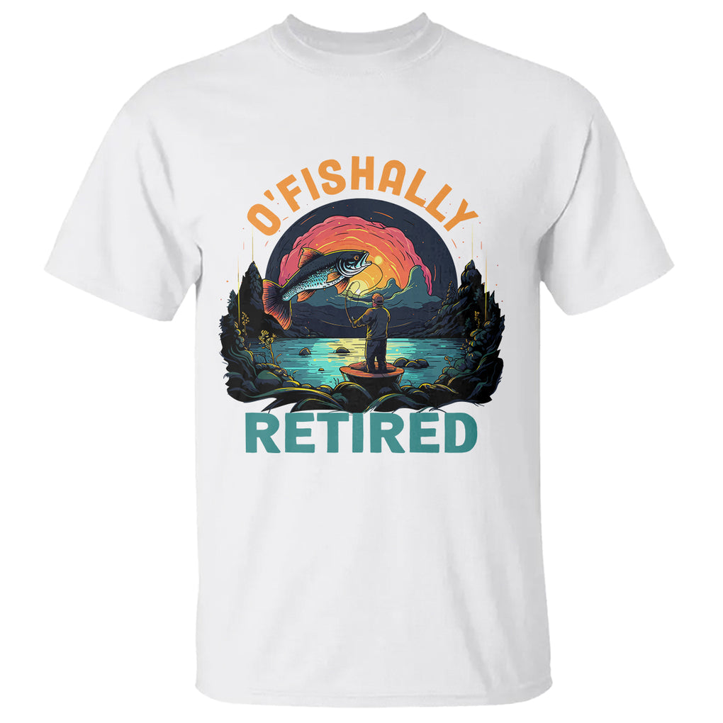 Retirement T Shirt O'fishally Retired Fishing Men TS09 White Printyourwear