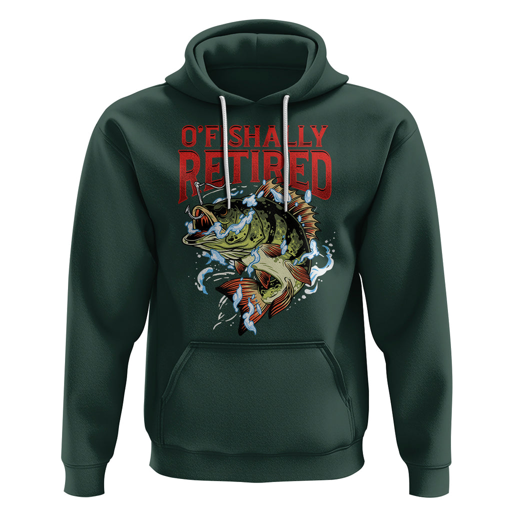 Retirement Hoodie O'fishally Retired Fishing Men TS09 Dark Forest Green Printyourwear
