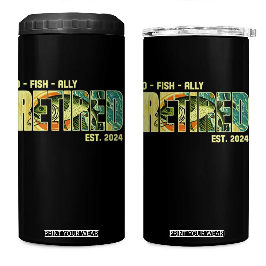 Retirement 4 in 1 Can Cooler Tumbler O'fishally Retired Fishing Men Fisherman TS09 One Size: 16 oz Black Print Your Wear