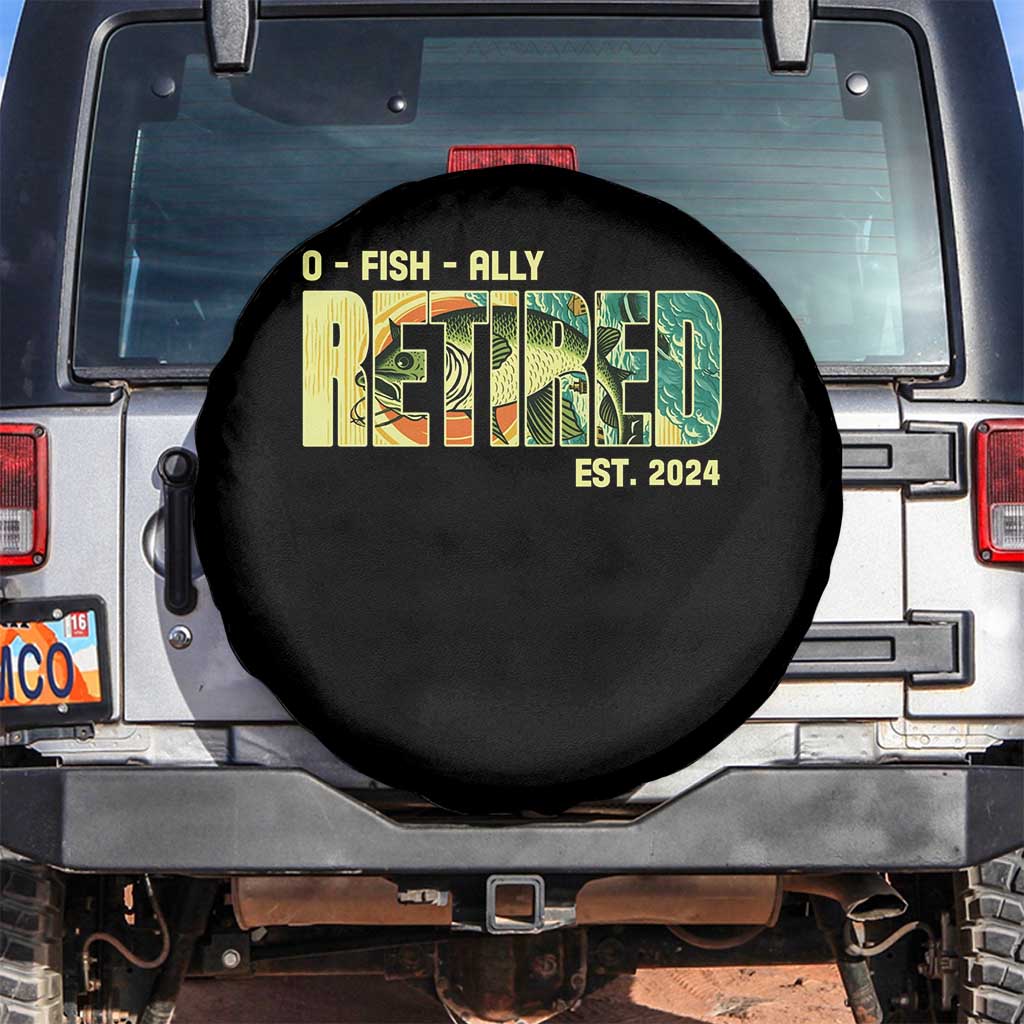 Retirement Spare Tire Cover O'fishally Retired Fishing Men Fisherman TS09 No hole Black Print Your Wear