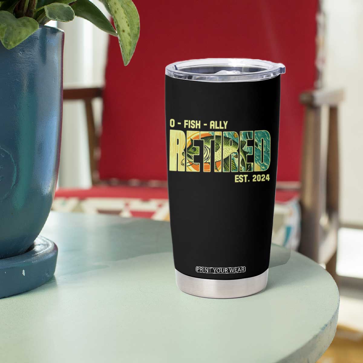 Retirement Tumbler Cup O'fishally Retired Fishing Men Fisherman TS09 Print Your Wear